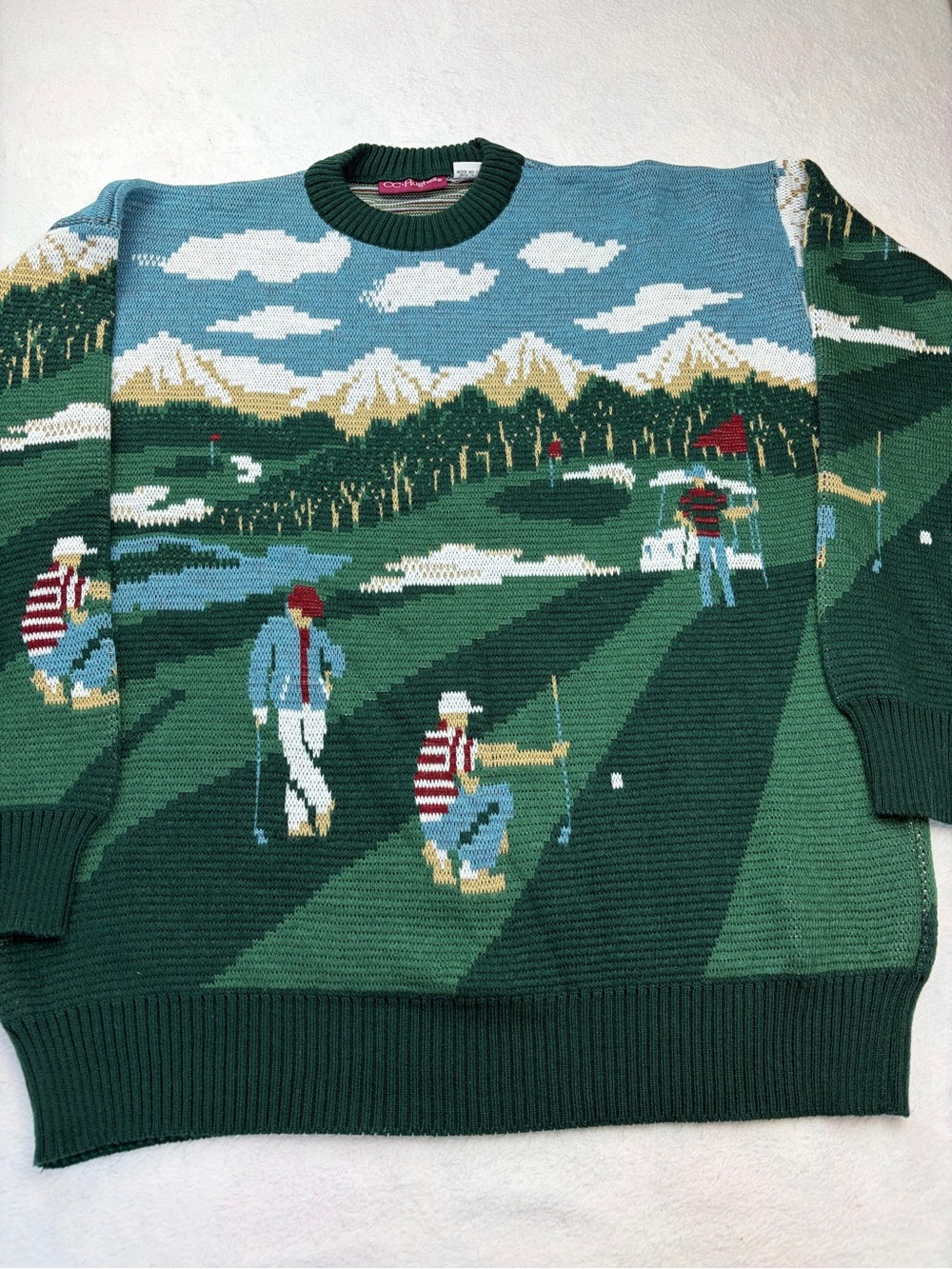 CC Hughes Vintage 90s Golf Novelty Sweater XL Scenic Grandpa Golf